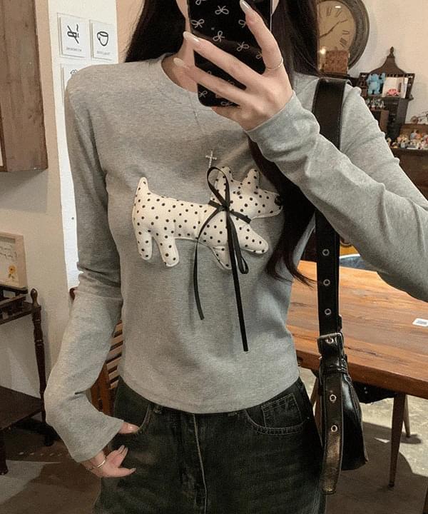 Miyo Dot Puppy Point Gray Sweatshirt