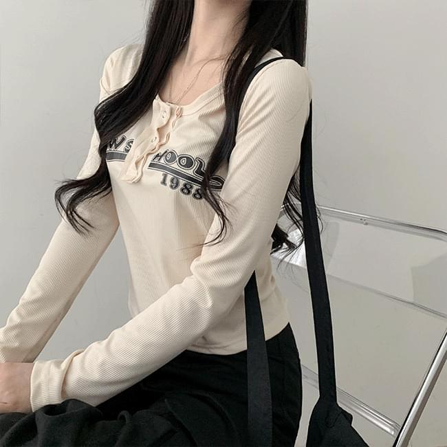 Yoko Lettering Totto Ribbed Long Sleeve T-shirt
