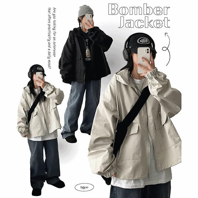 Riet High Neck Overfit Hooded Field Jacket