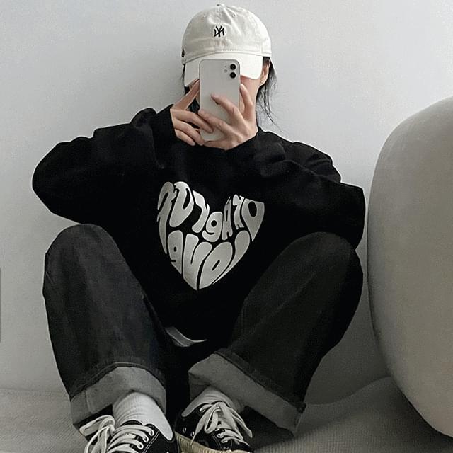 하트레터링맨투맨 (4color)일반면,기모안감 2가지로 진행