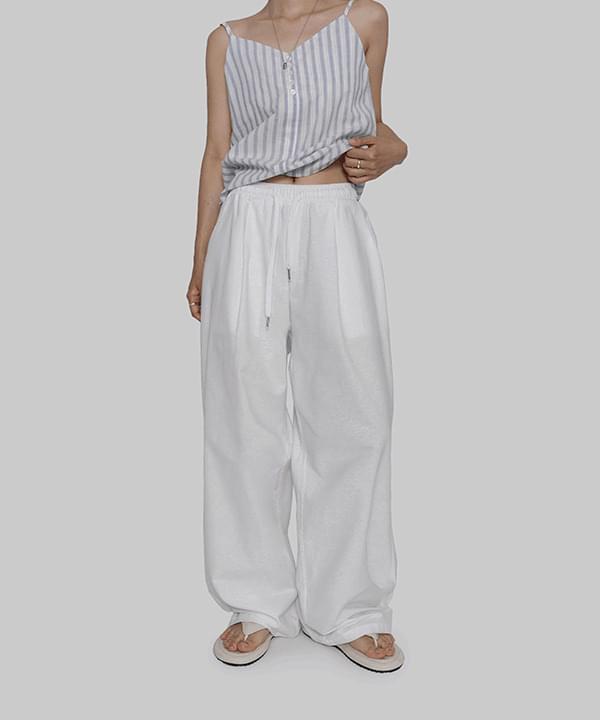 Binder Wide Pintuck Linen Cotton Trousers