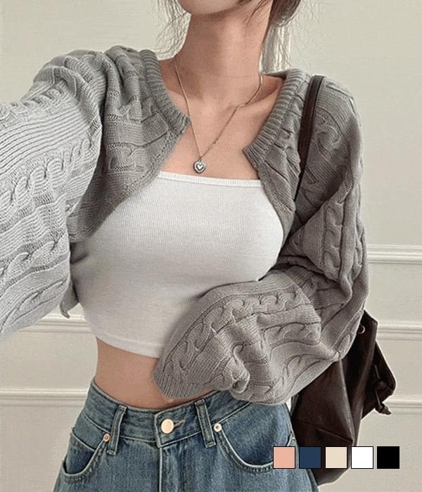 Rough twill crop bolero Twisted 开襟衫