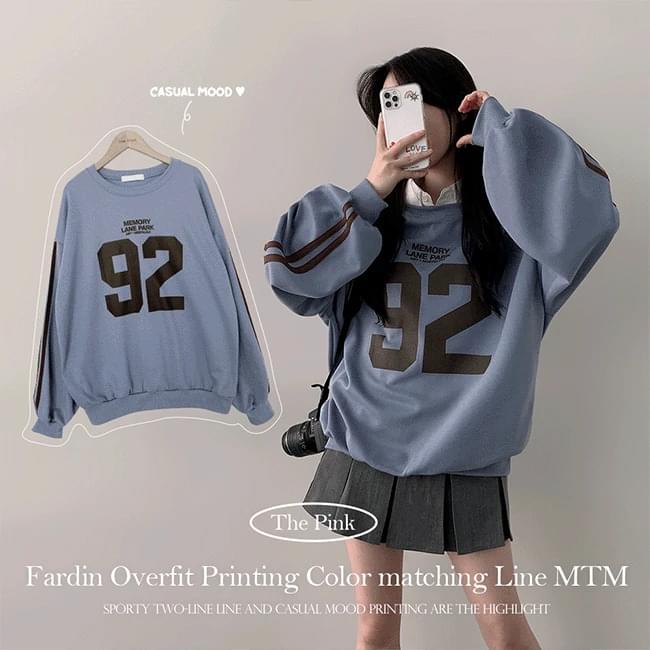 Padin Overfit Printing Color Block Line Sweatshirt