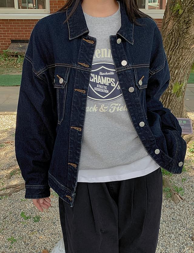 Kemerin Back Open Loose-fit Raw Denim Jacket 78096 夹克