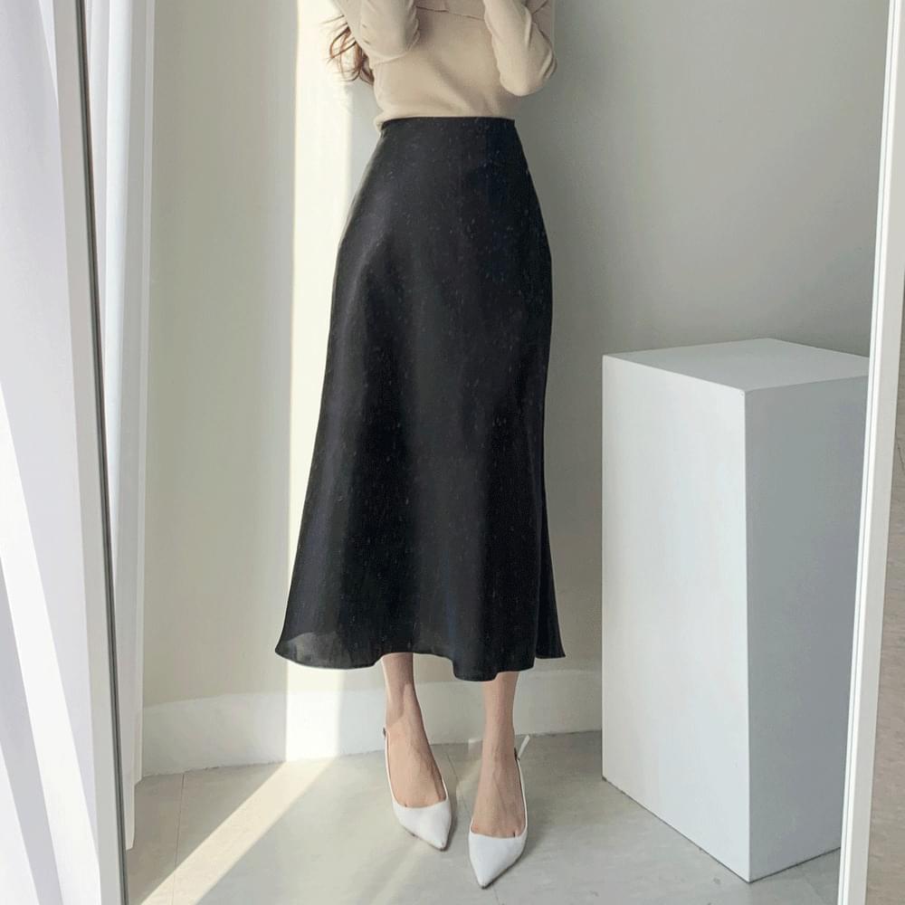 Glossy Silk Satin A-Line Flare Long Skirt Ivory / Navy / Black