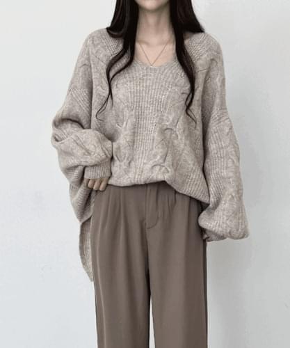 1+1 V-Neck Overfit Twisted Knitwear 