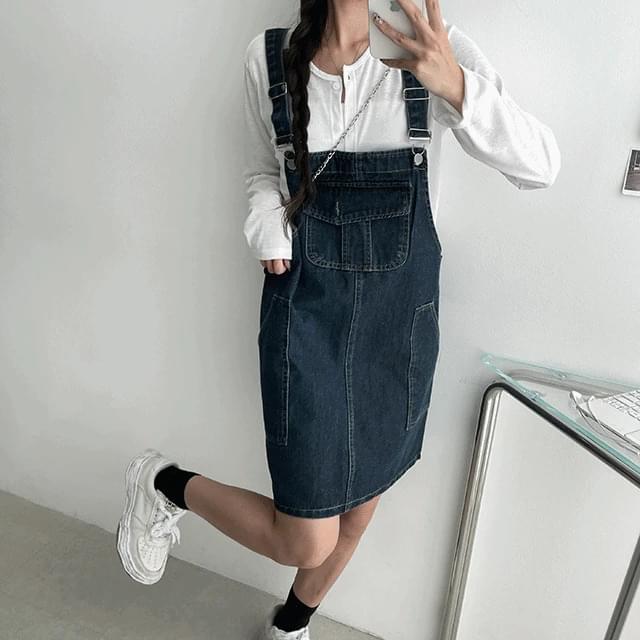 Unpacked pocket overall suspenders Dress