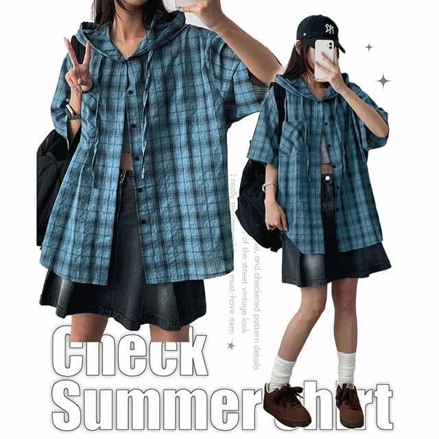 Hugh Greenen Checked Hood Short Sleeve Shirt