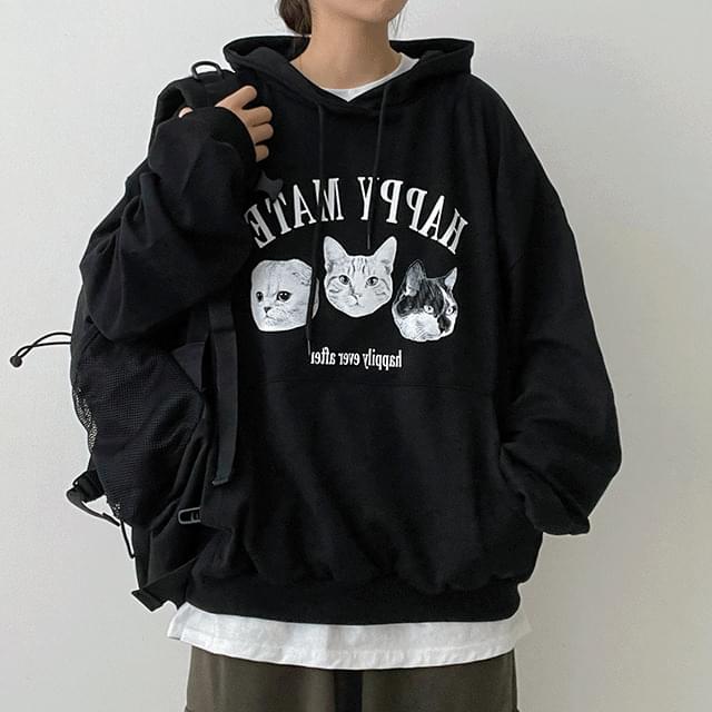Three cat hood (3 colors) Available in 2 types: plain cotton, Fleece-lined lining