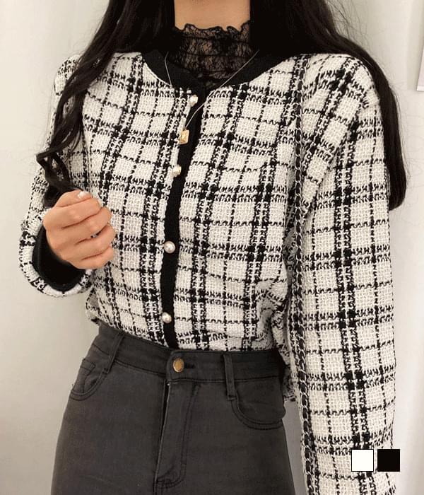 Cornell Tweed Pearl Button Cardigan