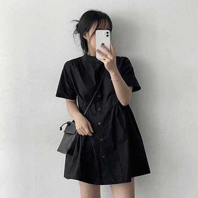 タンスヘンリーネック半袖ワンピース