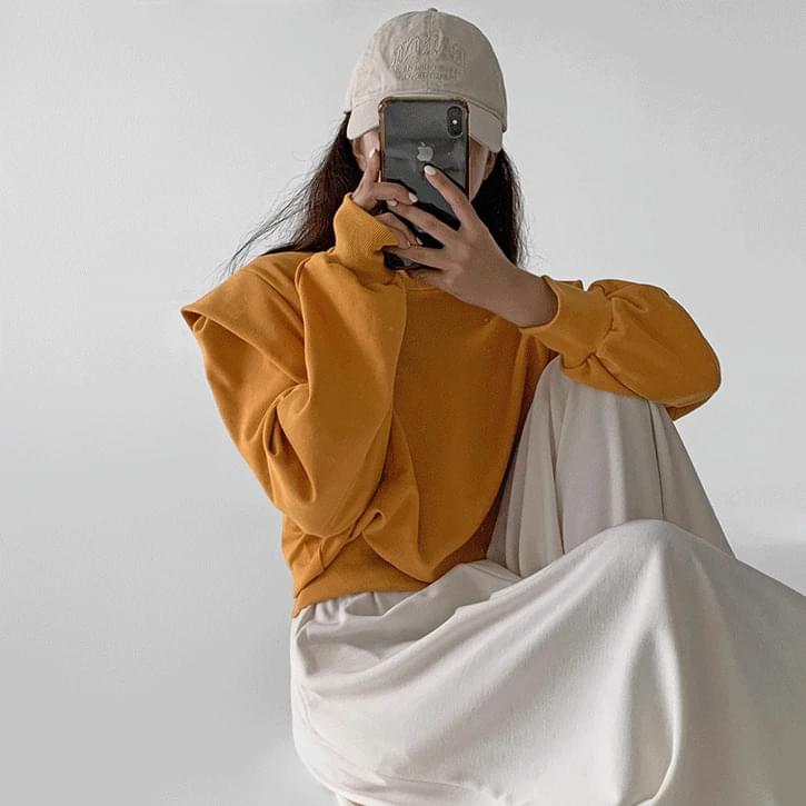 Flap shoulder crop plain man to Sweatshirt