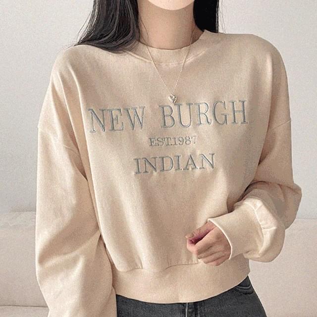 Newberg embroidery lettering crop Sweatshirt 3color 长袖上衣