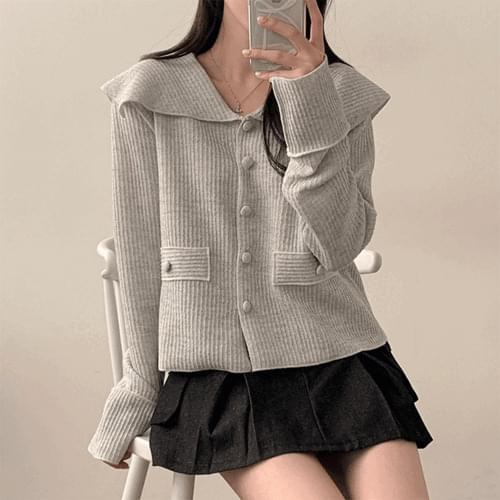 Dawson Sailor Kara Loose-fit Crop Ribbed Knitwear Cardigan 开襟衫
