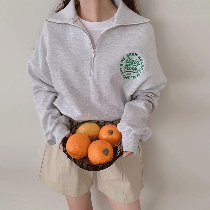 刺繡圖案大學T連帽短版拉鍊外套
