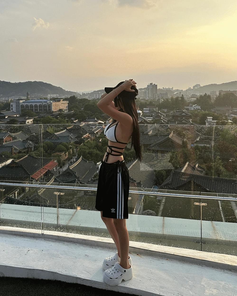 配色ロングストラップビキニ