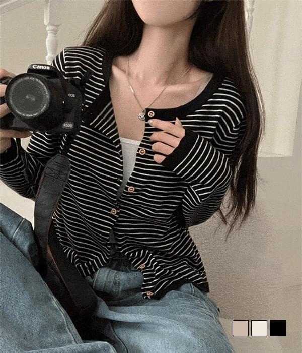 Derby Striped Stripe Knitwear Cardigan