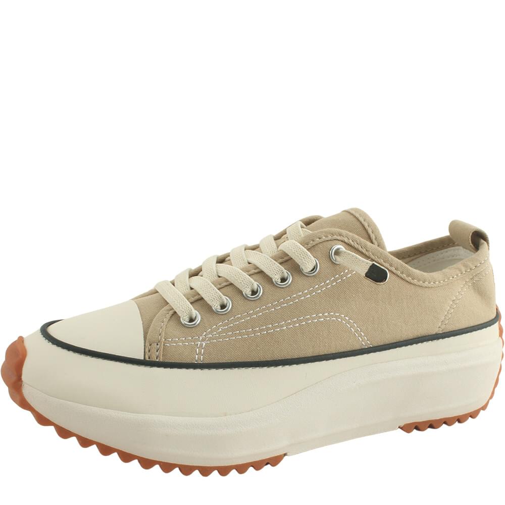 국산 플랫폼 캔버스화 코튼 스니커즈 4cm 베이지