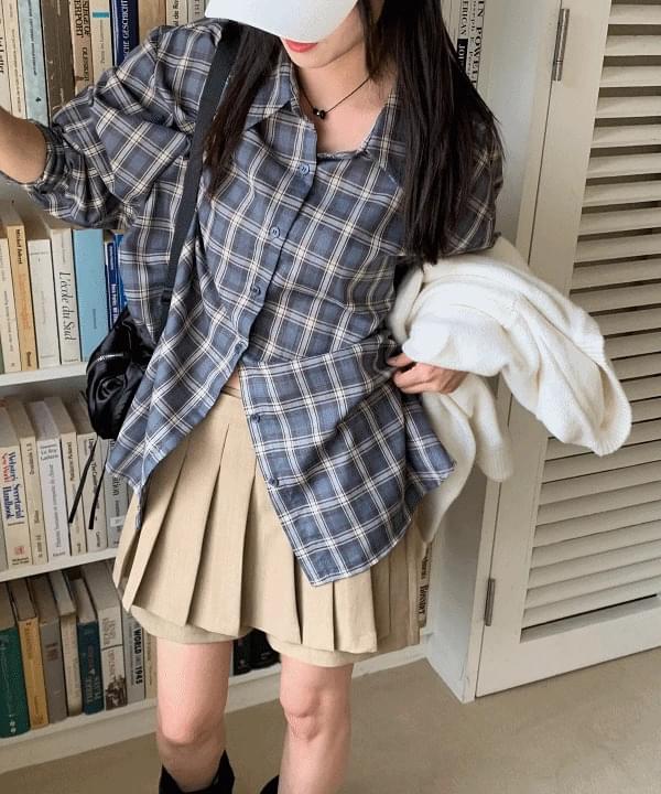Dmain Overfit Boxy-fit Winter Long Sleeve Check Shirt Layered Mid-Season Shirt 2 Colors 襯衫