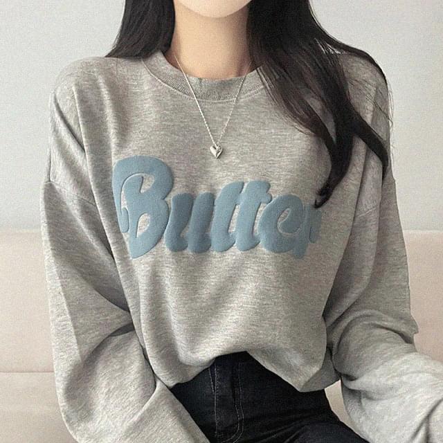 Butter foam lettering avant-fit Sweatshirt 5 colors 长袖上衣