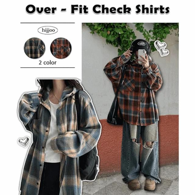 Glatt Pocket Tab Check Hooded Shirt