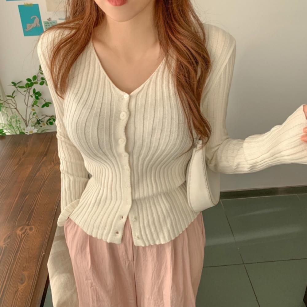 Cumulative 1,000 Slim V V-Neck Sleeve Long Sexy Glam Fit V-Neck Slim Fit Spandex Ribbed Sleeve Knitwear Cardigan Knit Tee Ivory Yellow Mint Turban Orange