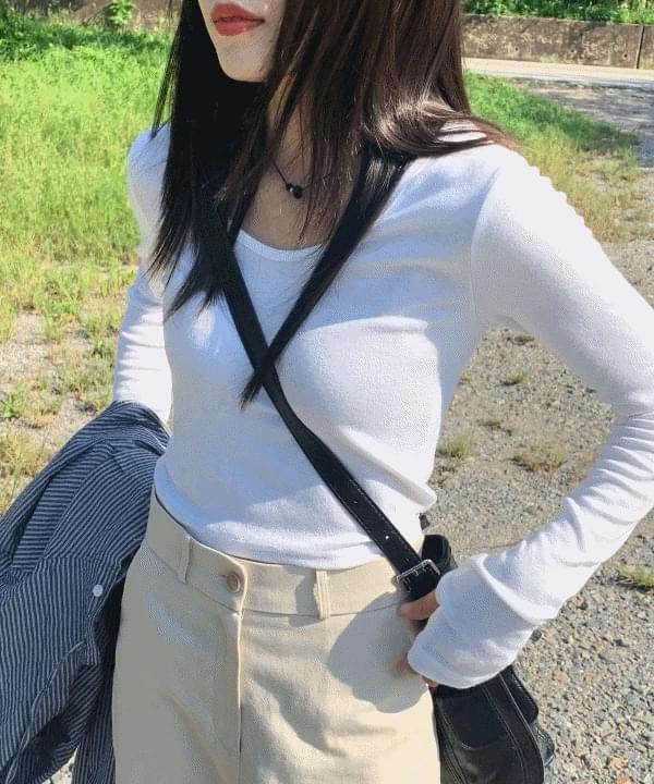 Az round neck winter plain long sleeve t-shirt long sleeve hand warmer warmer 3 color