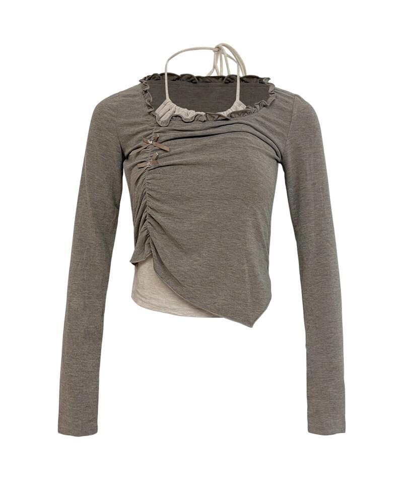 Latte to Ribbon Layered T-Shirt 长袖上衣