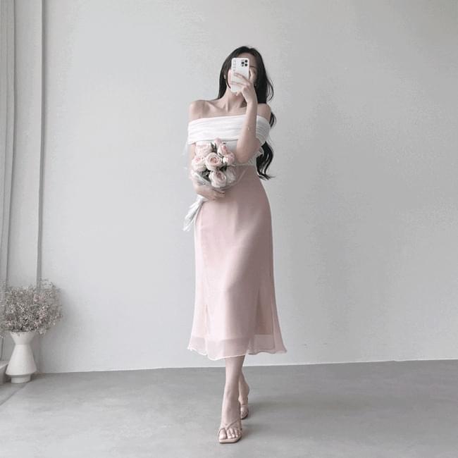 가나다란 여신핏 하이웨스트 이중쉬폰 롱 스커트 3color