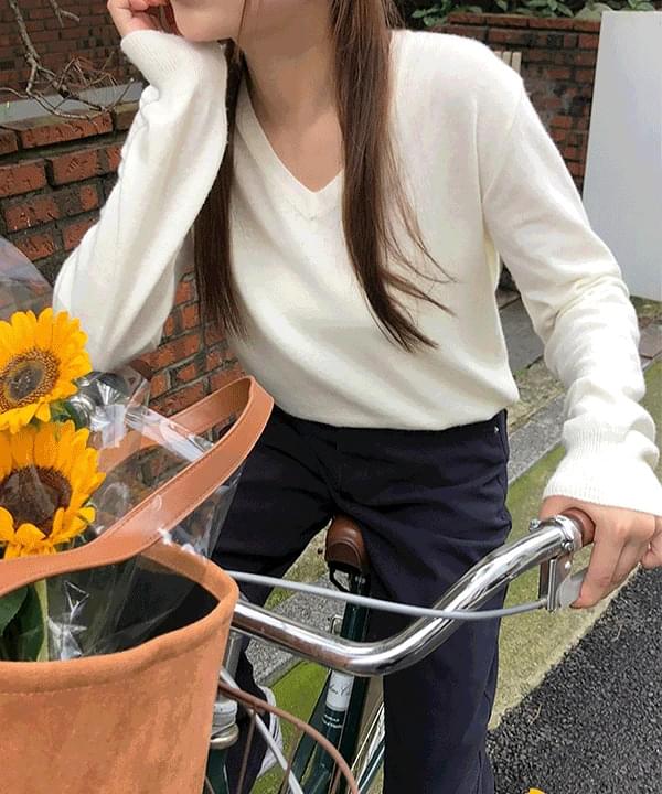 コイネカシミアラムスウールVネックニット-7color