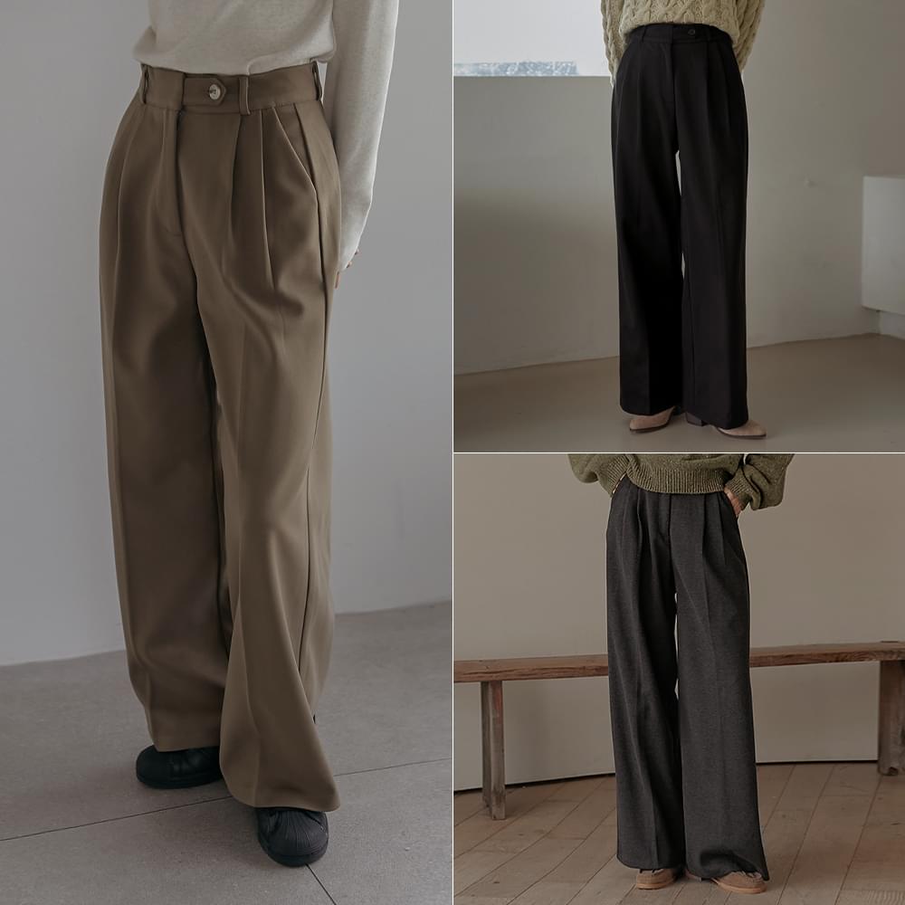 S-2XL length option small peach brushed pin tuck wide slacks