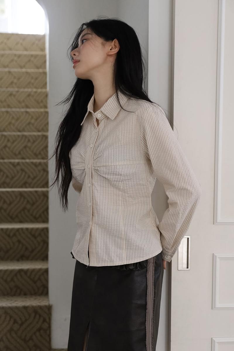 立體織紋長袖襯衫