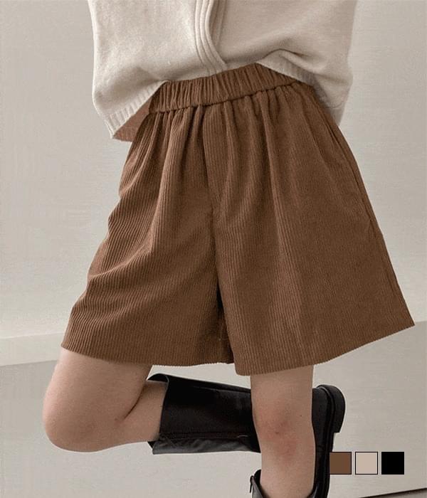 Crotz Corduroy Wide Banding Half Pants