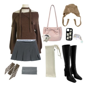 autumn,daily,cute,warm,cozy,pink,brown,cream 코디