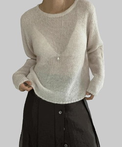 Poshre Loose-fit wool long sleeve round knitwear