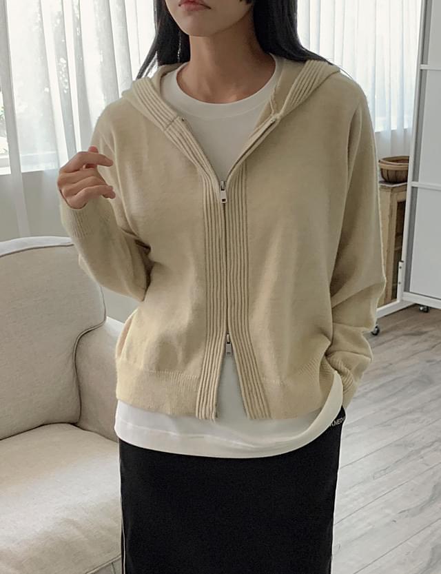 Hentree Loose-fit hooded sweatshirt 78179 Zip-up