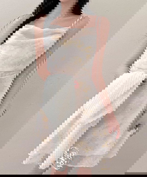 細肩帶緞面洋裝