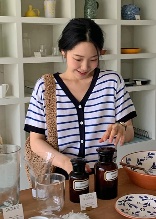Apple stripe half cardigan