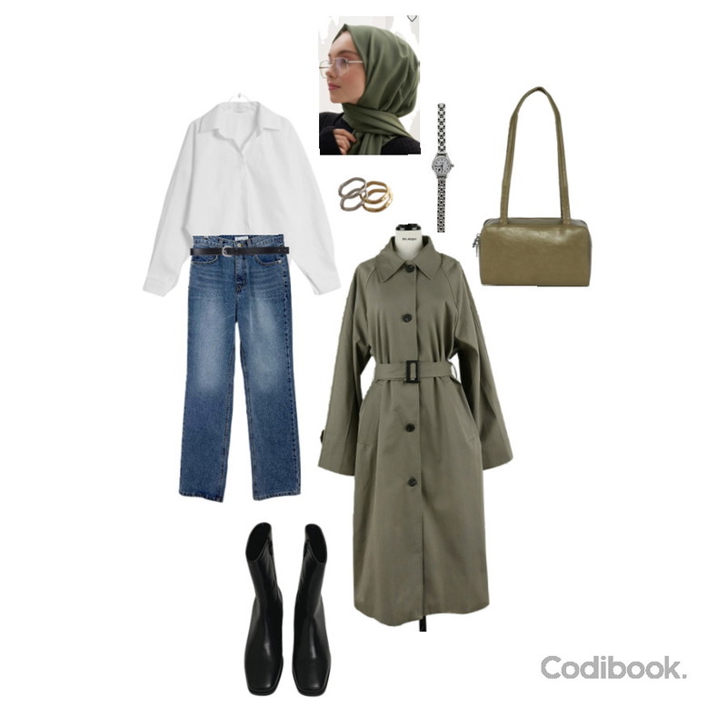 henique 블렌 트렌치 코트 -2 color,lavenir buckle ring,moaround 몇시야 메탈 미니 손목 시계등을 매치한 코디