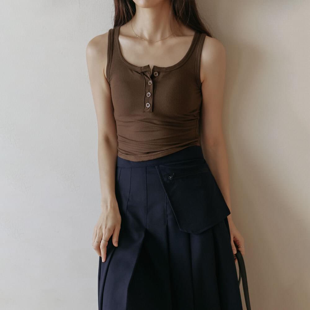 French ribbed button cap sleeveless