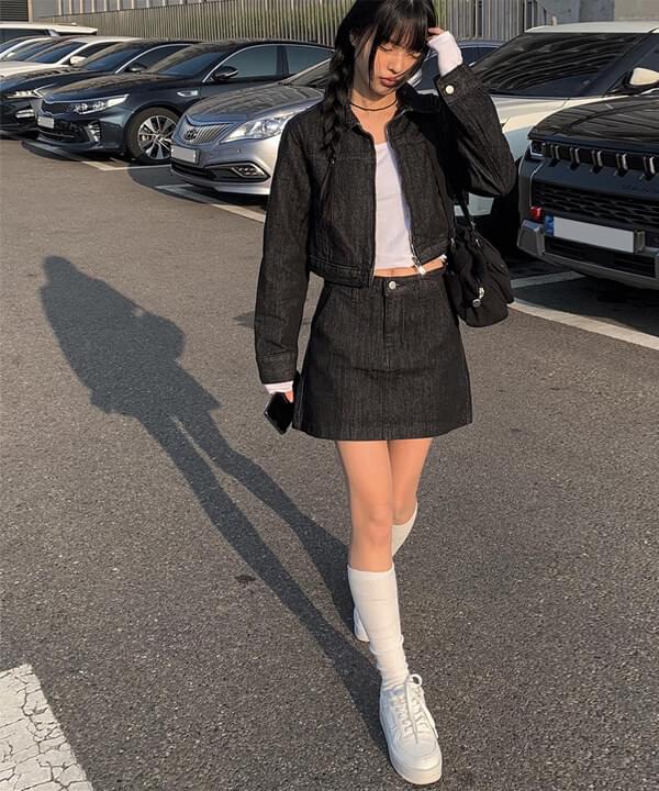Rank Black Denim Mini Skirt
