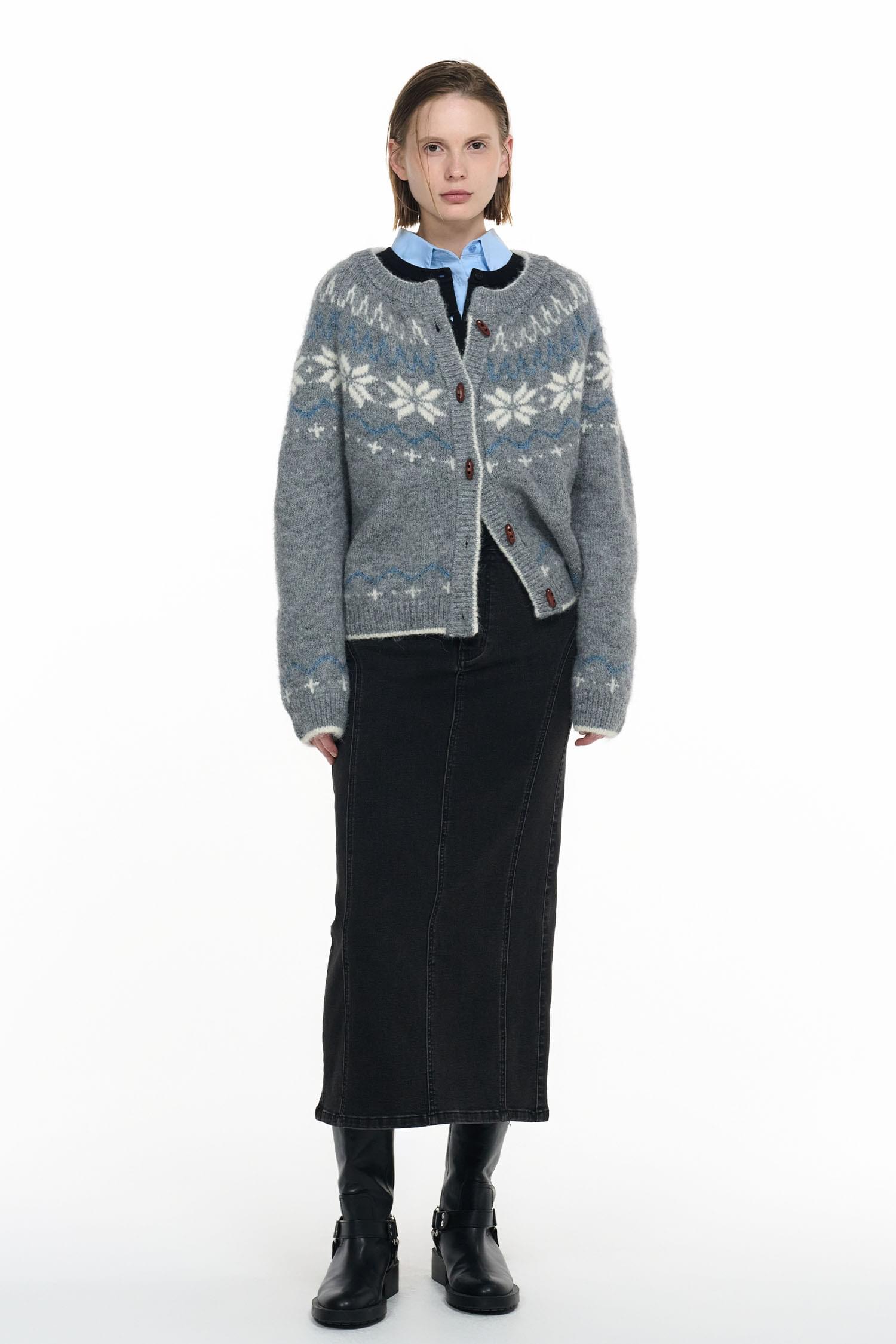 WOMAN 울 노르딕 더플 가디건