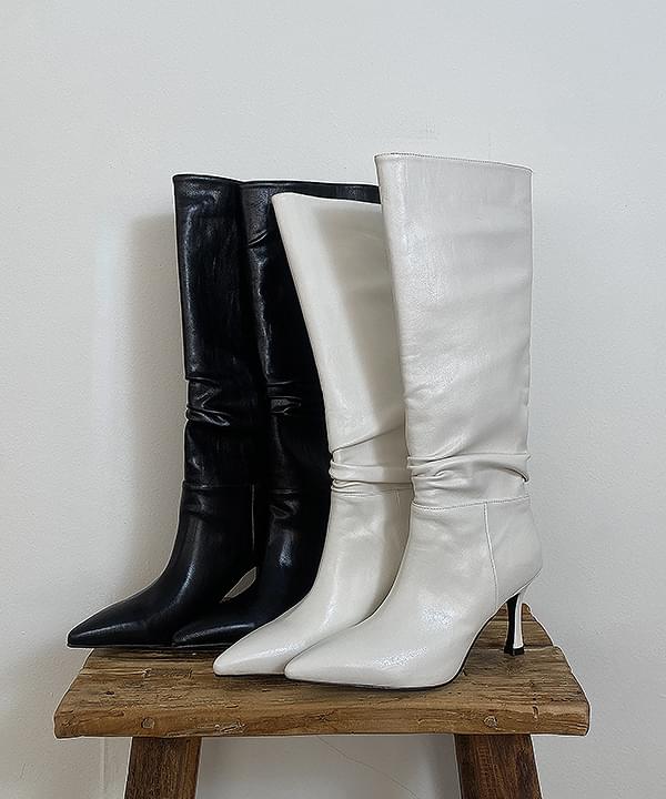 バスデイリー四季のシャーリングスティーレットロングブーツ