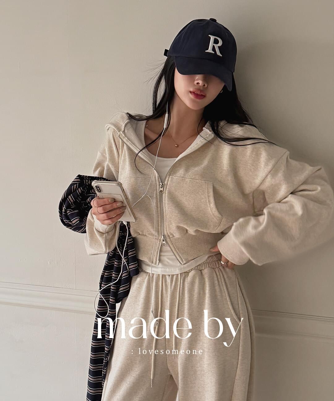 Kkuankku loose Loose-fit zipper training crop hooded zip-up 拉鍊外套