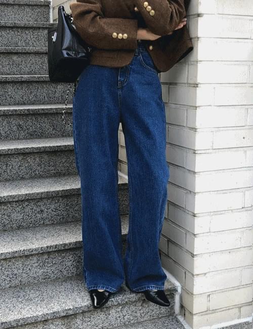 寬版休閒丹寧長褲