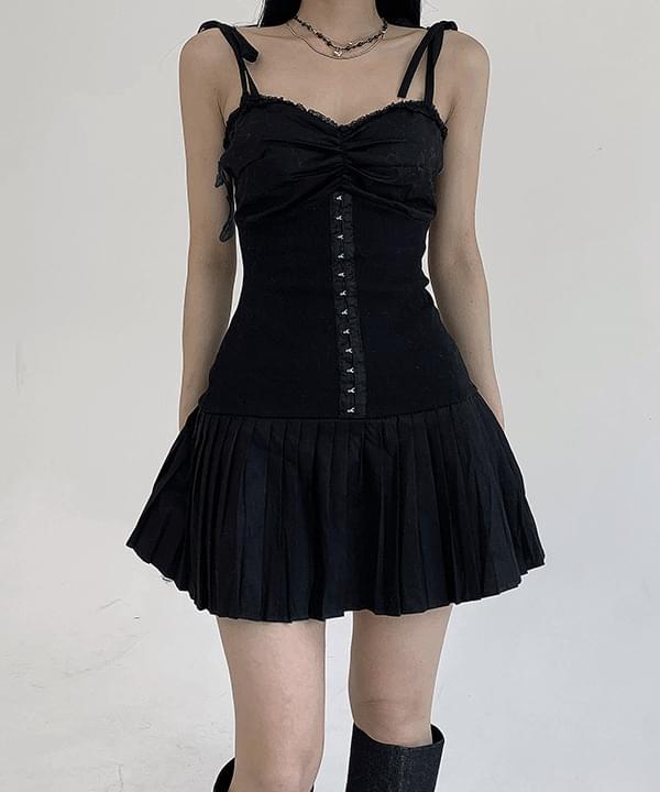 ウィリーキッチユニークデイリーノースリーブプリーツミニワンピース