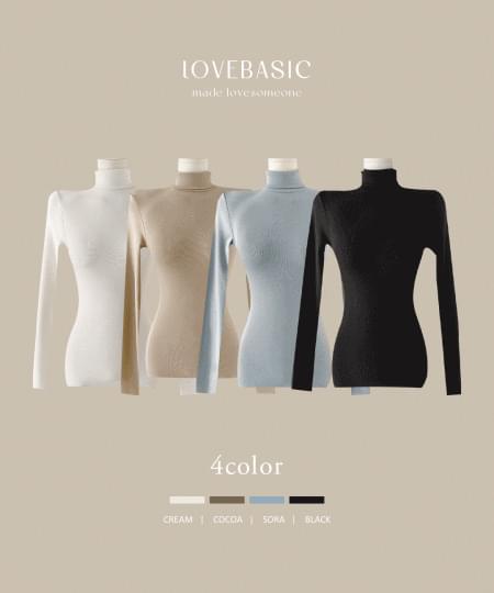 베이직 슬림핏 겨울 기모 목폴라 티셔츠