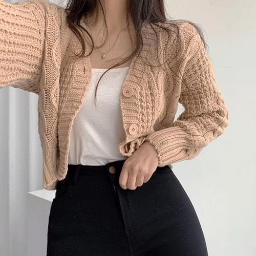 Daily, Bow Twisted Loose-fit Semi-Crop Knitwear Cardigan
