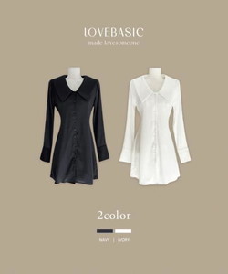 Big Collar Flare Strap Shirt Mini Dress