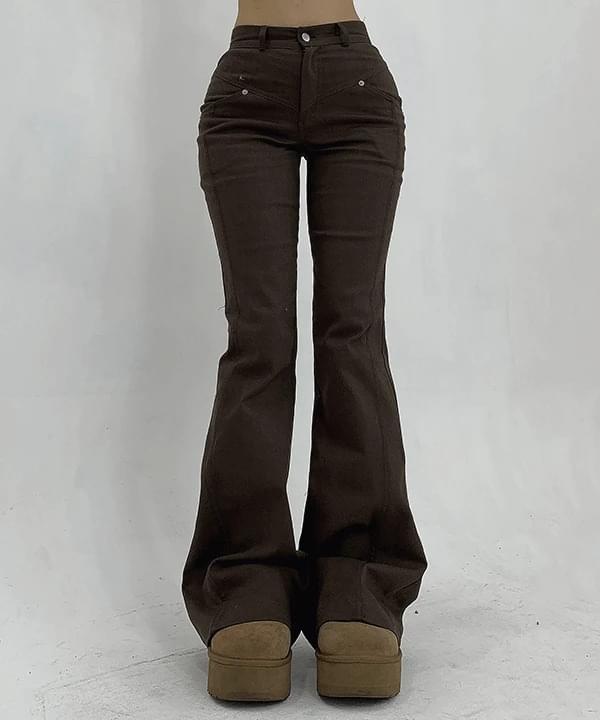 Fever Daily Split Pocket High Waist Flared Pants 长裤